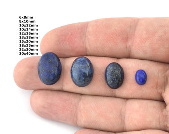 Cabochões ovais de lápis-lazúli, pedra preciosa genuína, para confecção de joias.