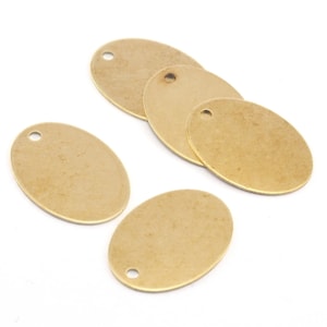 Oval Tag Raw Brass 21.5x15.5mm (0.5mm thickness)  Charms ,Findings OZ3698