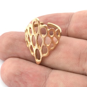 Marquise Ring, Adjustable, Raw brass (18mm 8US inner size) 5149 28mm