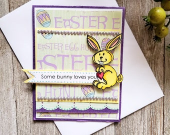 Handmade Easter Greeting Card: Some Bunny Loves You. Easter Bunny Themed Card Shipped using Sustainable Packaging