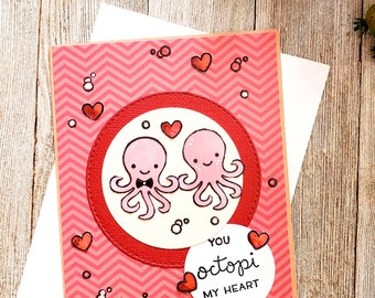 Cute and Funny Word Pun Anniversary card You Octopi My Heart Birthday Love You You/'re the Best Card.