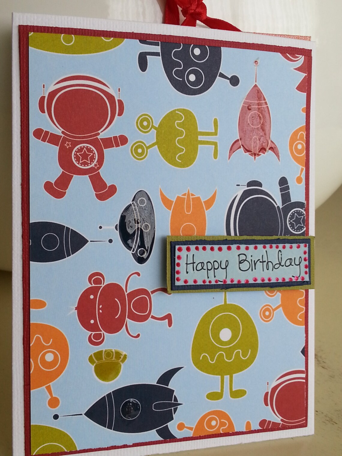 Kids Birthday Card. Handmade Card Alien Outer Space Theme. - Etsy