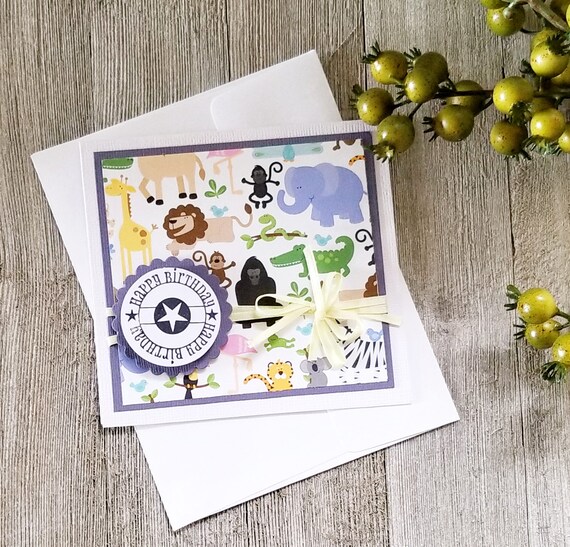 Kids Birthday Card. Animals and Fun. For that Special Kid. Playful Animal Themed Birthday Card. Kid's Birthday Card