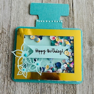 Adorabile biglietto per bottiglia di profumo. Chic Shaker Card: festeggiamo te!