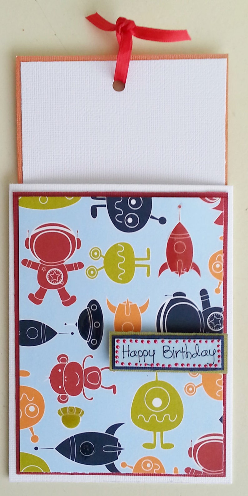 Kids Birthday Card. Handmade Card Alien, Outer Space theme. Ideal for Birthdays. Happy Birthday. Shipped using Sustainable Packaging image 4
