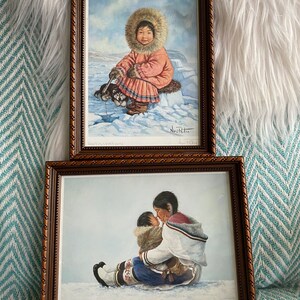 Série de cartes d'art contemporain canadien vintage encadrée par Nori Peter Dorothy Francis, impression d'anticipation moment de tendresse, peinture 7542 9265 Canada