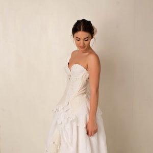 Snow White Wildflower Wedding Gown Bustier~Embroidered Corset Bridal ~Storybook Romance Wedding ~ Vintage  ~Corset Ready to Ship