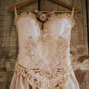 French Provincial Vintage Lace Wedding Gown~Marie Antionette Inspired Gown~Romantic Strapless Corset Bridal Gown