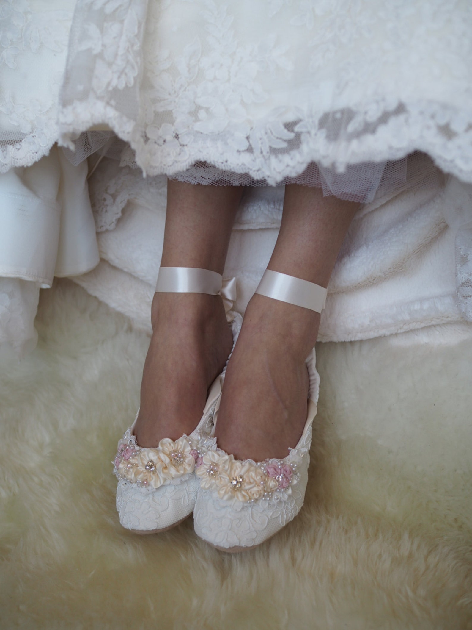 blush princess bridal ballet shoes, blush pink fancy bridal ballerina slipper, blush pink flat wedding shoes, blush pink bridal