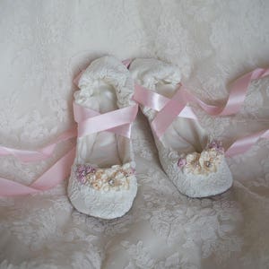 Blush Princess Bridal Ballet Shoes, Blush Pink Fancy Bridal Ballerina Slipper, Blush Pink Flat Wedding Shoes, Blush Pink Bridal Flat Shoe image 3
