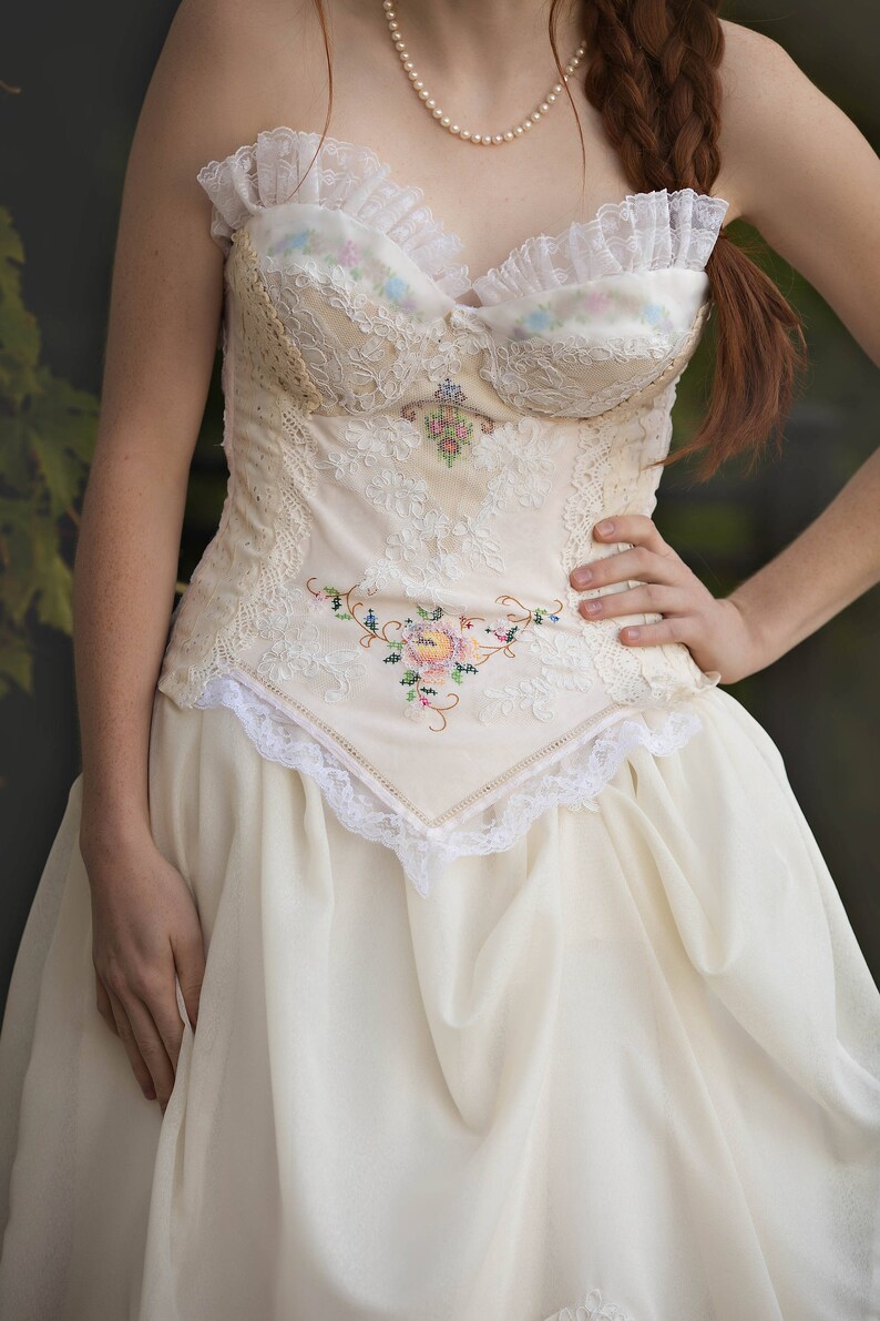 Wild Rose Embroidered Wedding Corset Storybook Romance Etsy