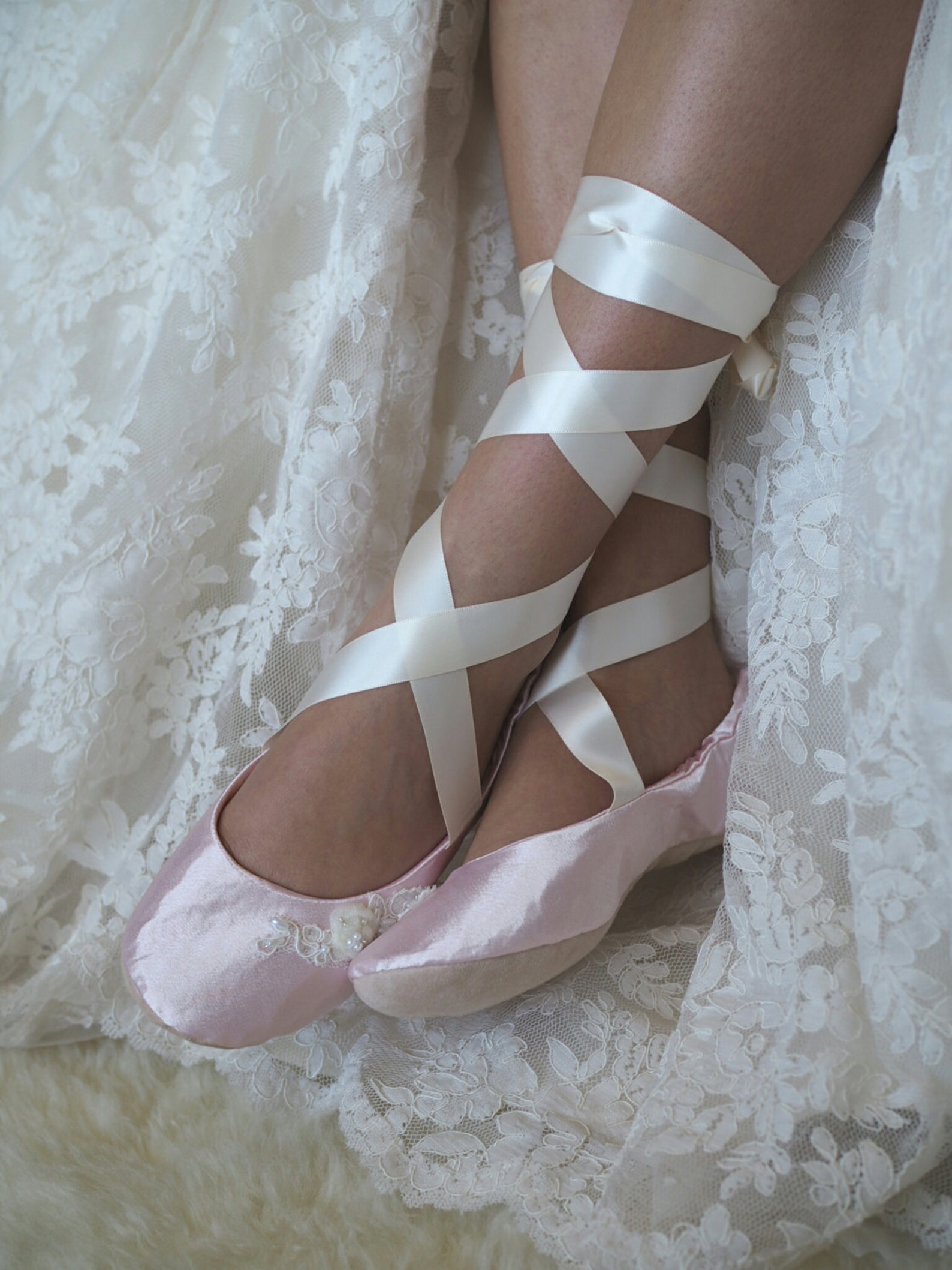blush pink ballerina bridal slipper, pink ballet wedding slipper, ballerina style flat wedding shoe