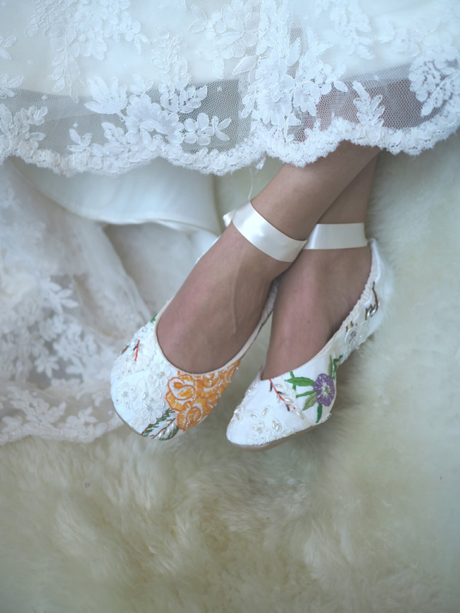 autumn princess bridal ballet slipper, vintage embroidered ballet wedding shoes,