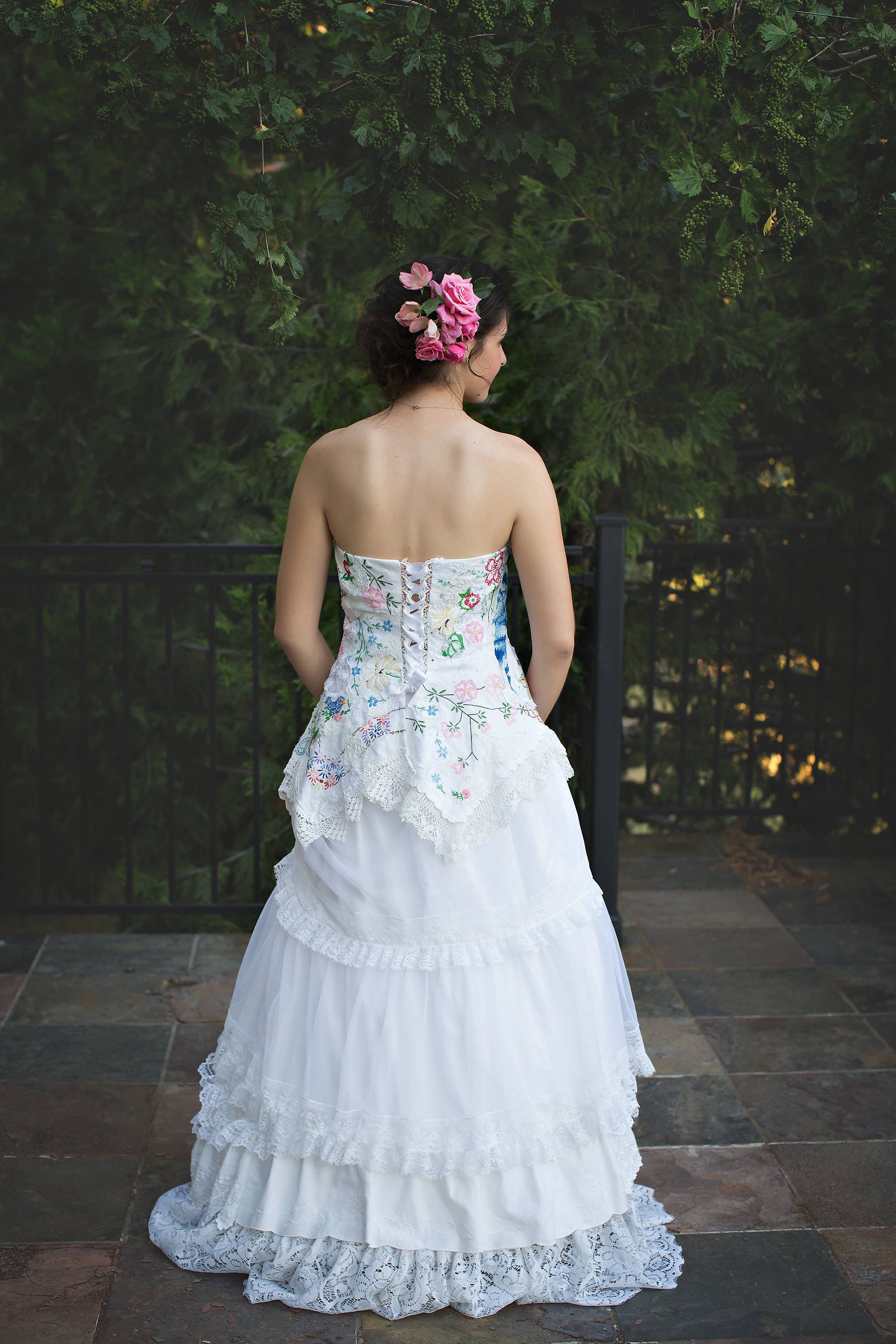 Bavarian Wildflower Embroidered Bridal Gown~ Handmade Embroidered Bavarian Wildflower Embroidered Bridal Gown~ Handmade Embroidered