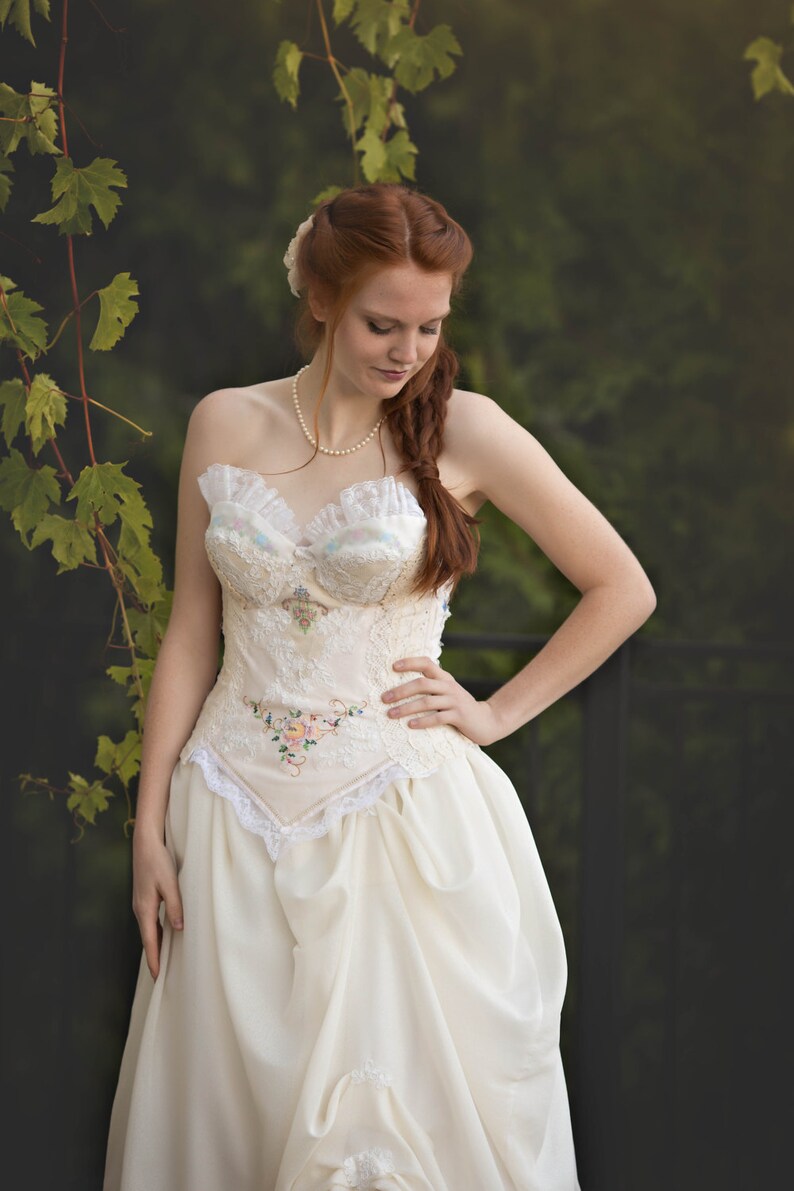 Wild Rose Embroidered Wedding Corset Storybook Romance Etsy