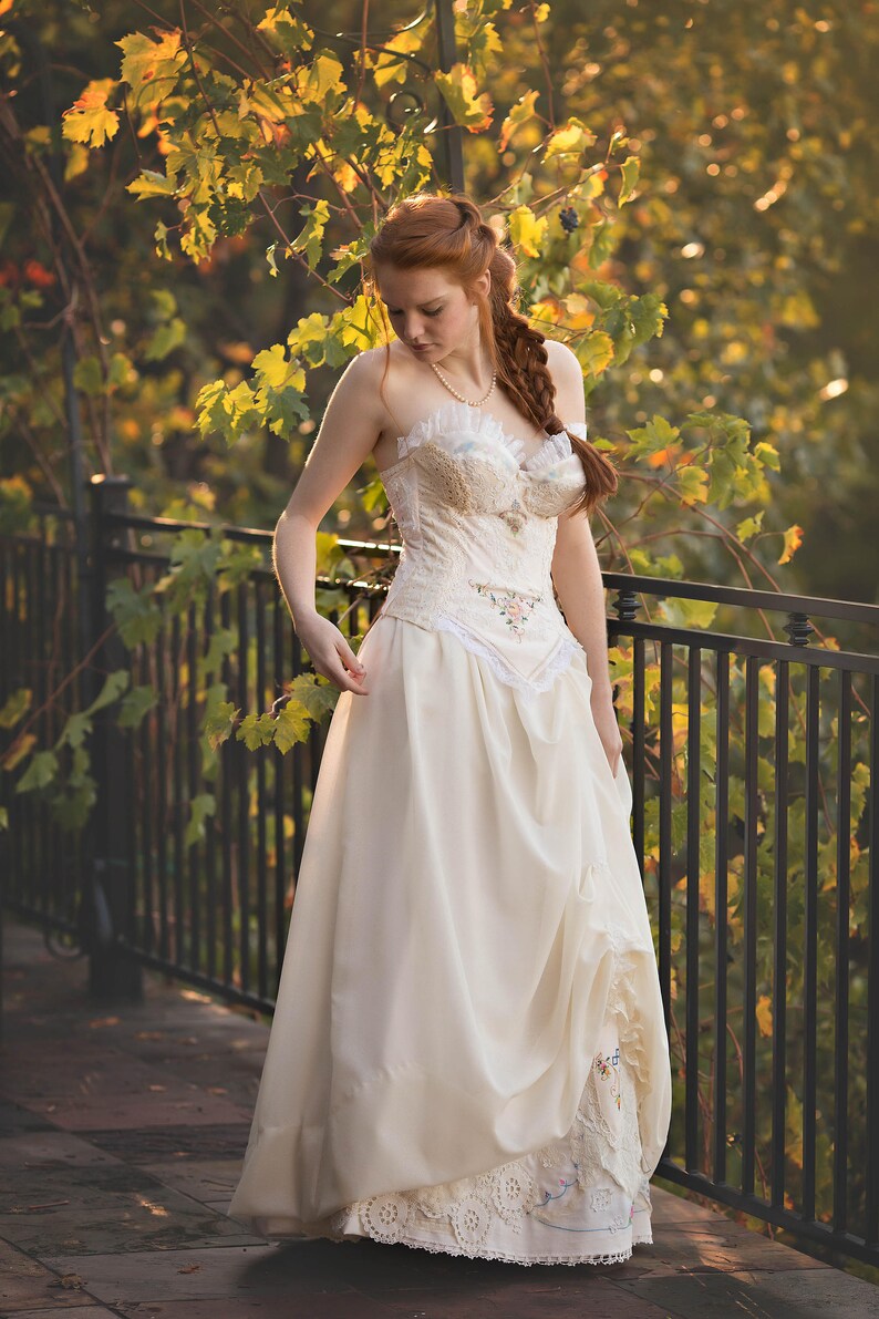 Wild Rose Embroidered Wedding Corset Storybook Romance Etsy