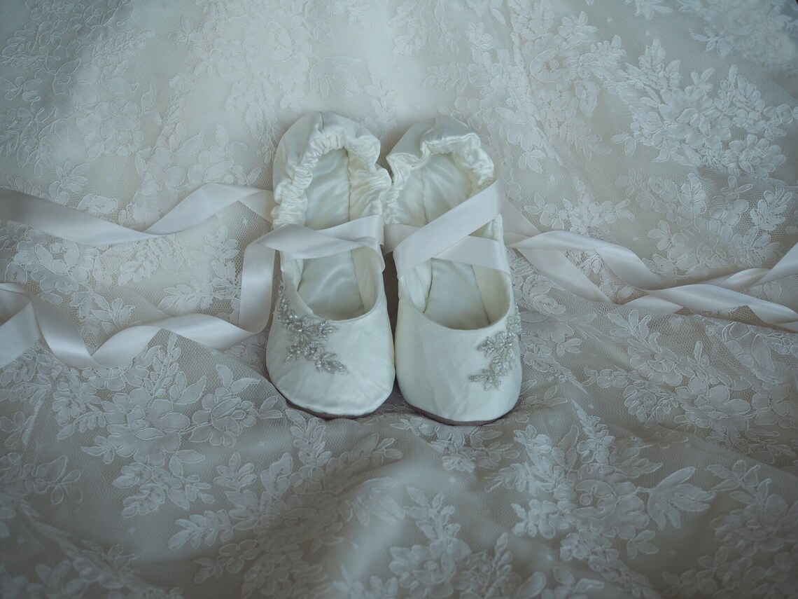 white satin ballet slippers