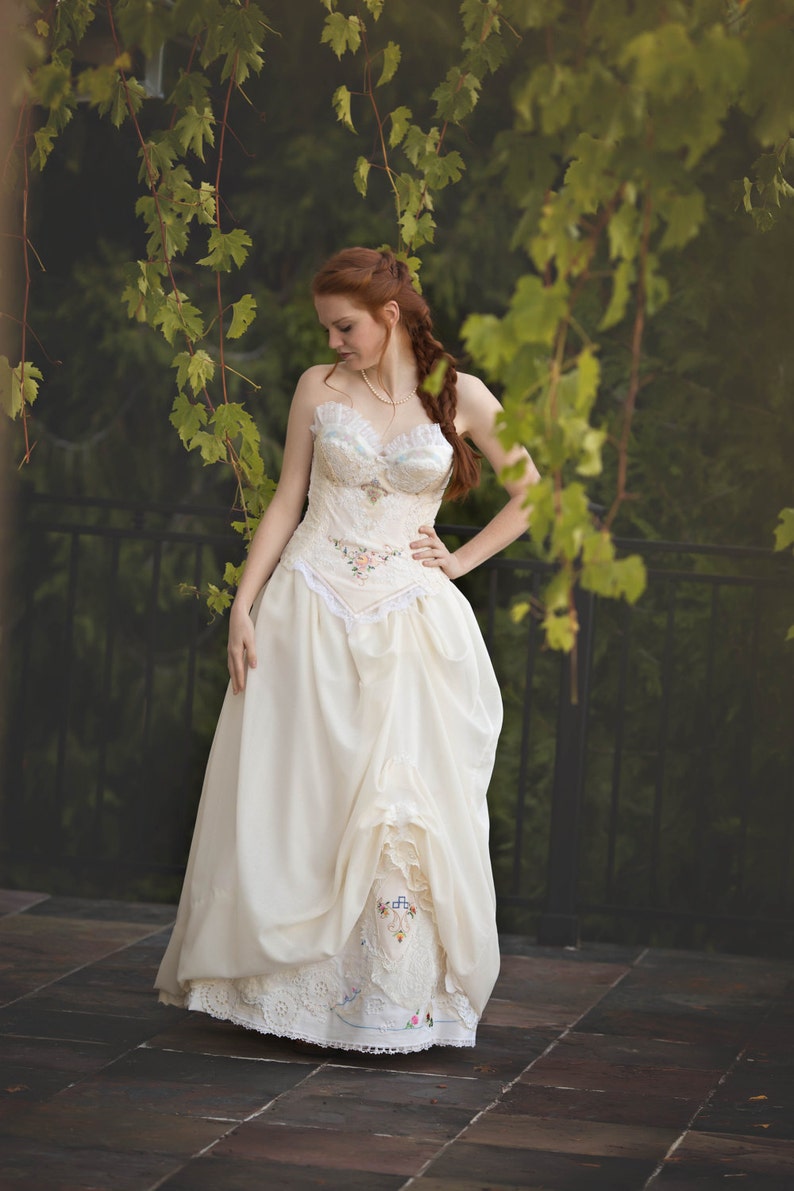 Wild Rose Embroidered Wedding Corset Storybook Romance Etsy