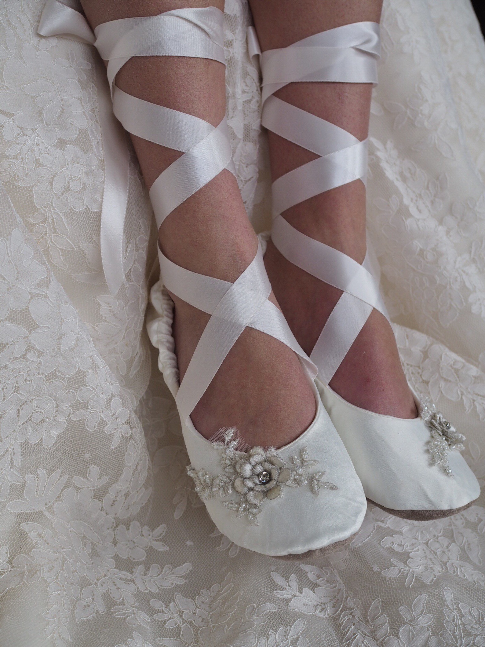 Satin Bridal Ballet Flat Shoe White Ballerina Slipper Etsy