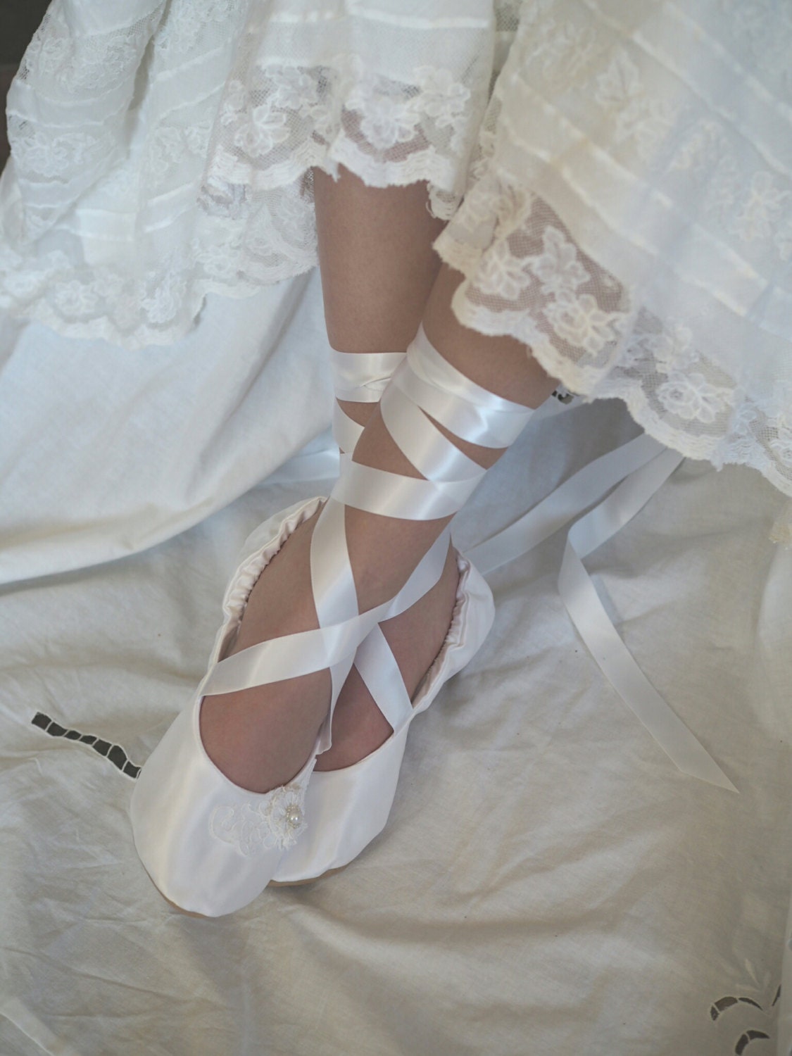 White Ballet Slippers For Wedding Enjoy Free Shipping
