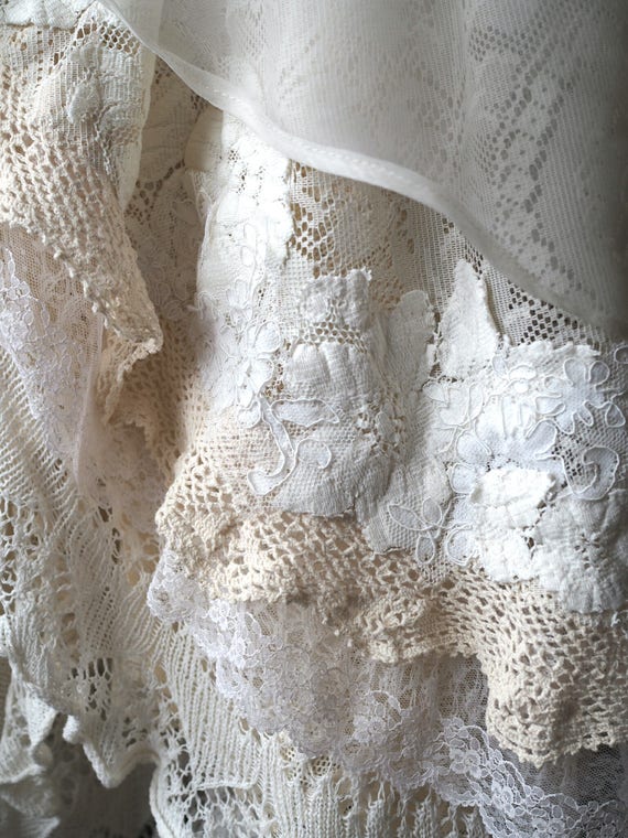 Lace Wedding Dress, Ivory Lace Wedding Dress, Bohemian Layered Lace Wedding  Dress, Gypsy Lace Wedding Dress, Steampunk Lawn Dress - Etsy