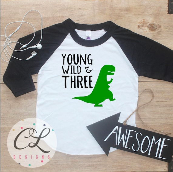 Download Young Wild Three Dinosaur Birthday Boy Shirt / Baby Boy | Etsy