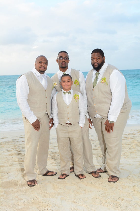 Mens Linen Beach Wedding Vest for Big Men Plus Size.