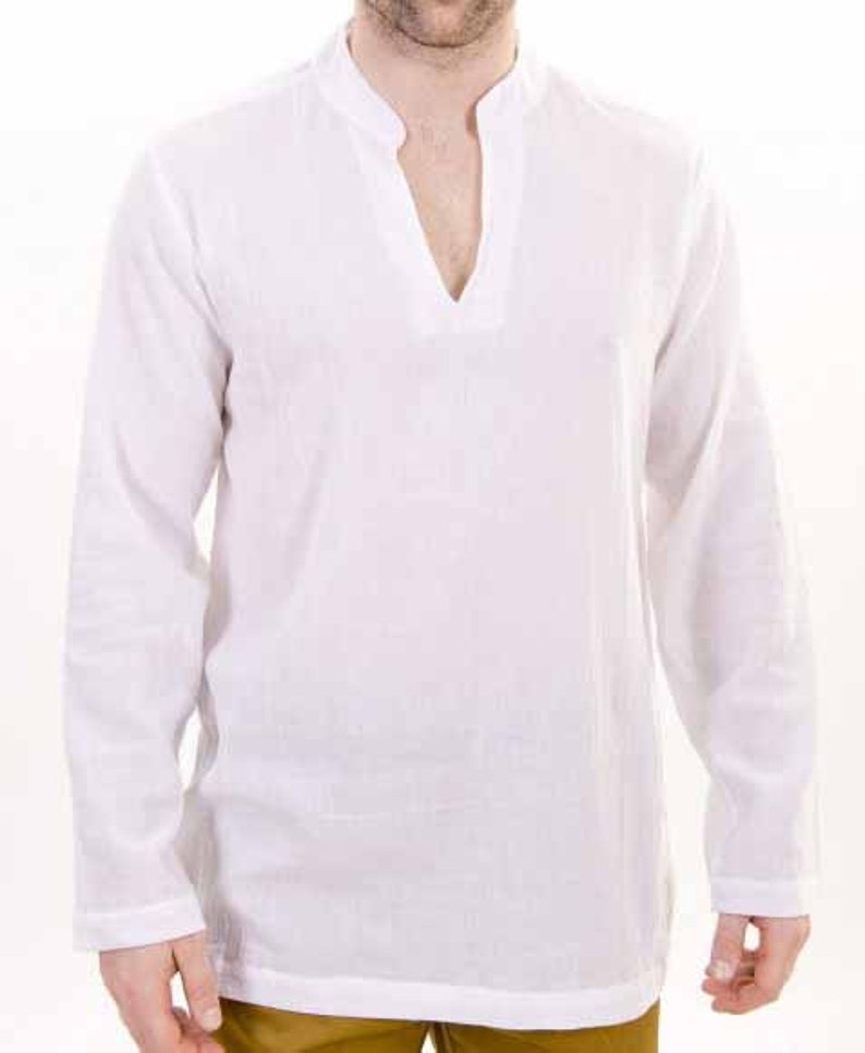 Mens Beach Wedding Nehru Collar Short Kurta Shirt In Linen Etsy