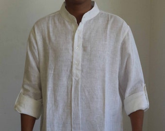 Mens Nehru Collar Short shirt Kurta in linen.