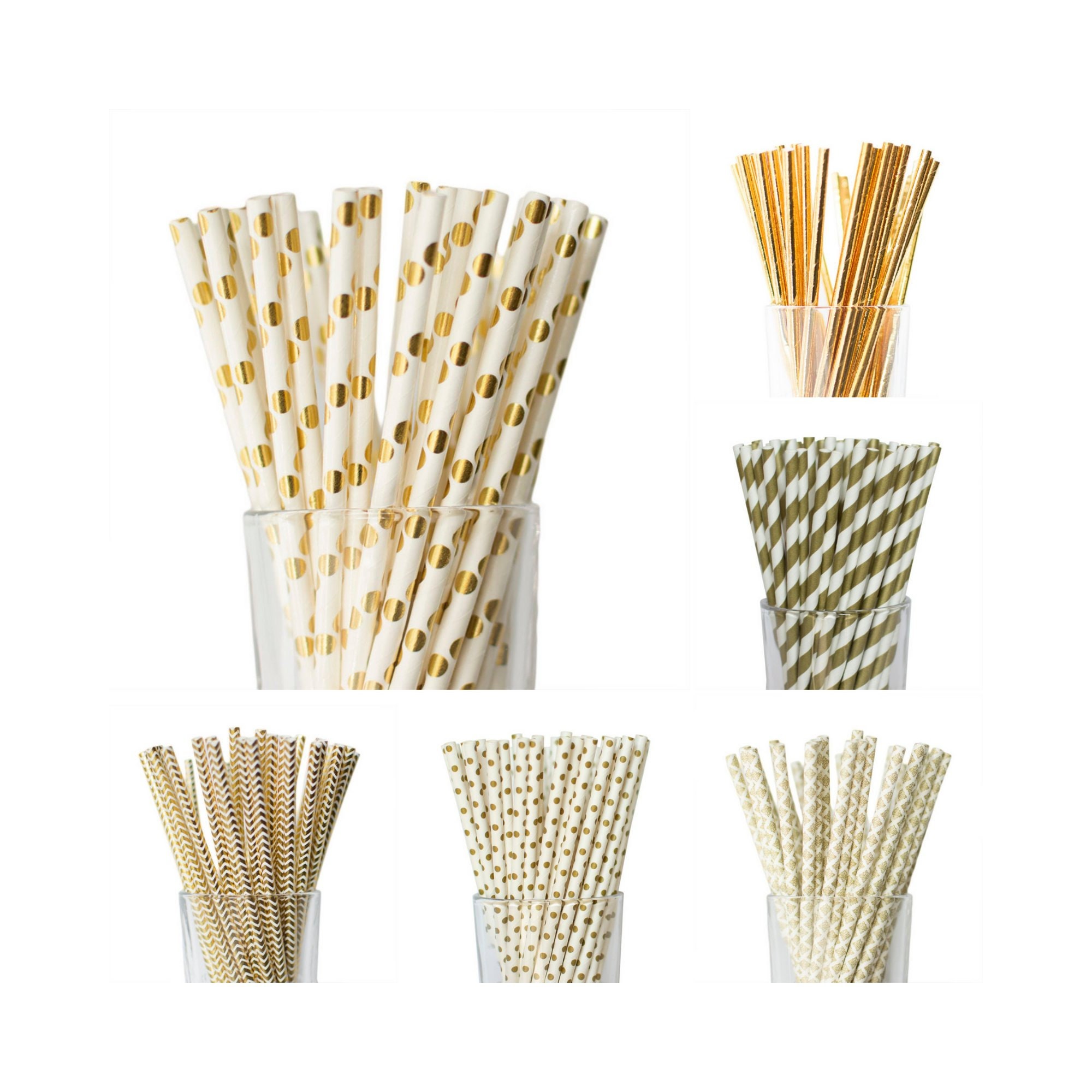 Gold Paper Straws pack of 25 Gold Wedding Party Supplies Gold Etsy
