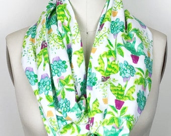 Potted Plants Infinity Scarf, Flannel Scarf, House Plants, Plant Mom, Gift for Her