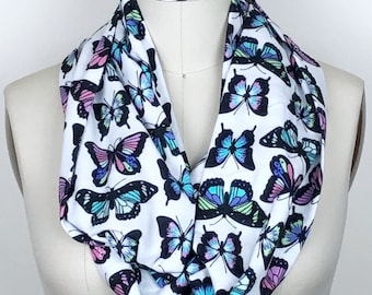 Butterfly Infinity Scarf, Flannel Scarf, Butterflies, Cottagecore, Gift for Her