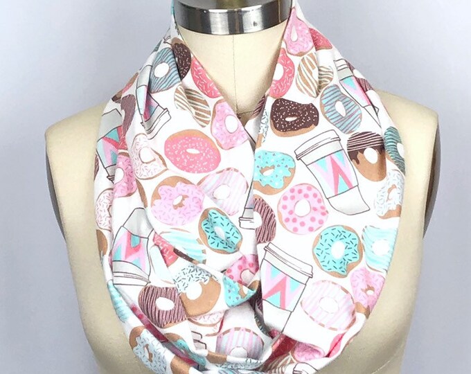 Coffee and Donuts Infinity Scarf Coffee Scarf Donut Scarf Etsy