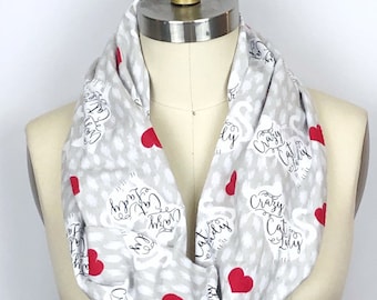 Crazy Cat Lady Scarf, Cat Infinity Scarf, Cat Lover, Kitten Scarf, Gift for Her