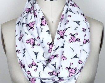 Paris Infinity Scarf, Flannel Scarf, Poodle, Eiffel Tower, Gift