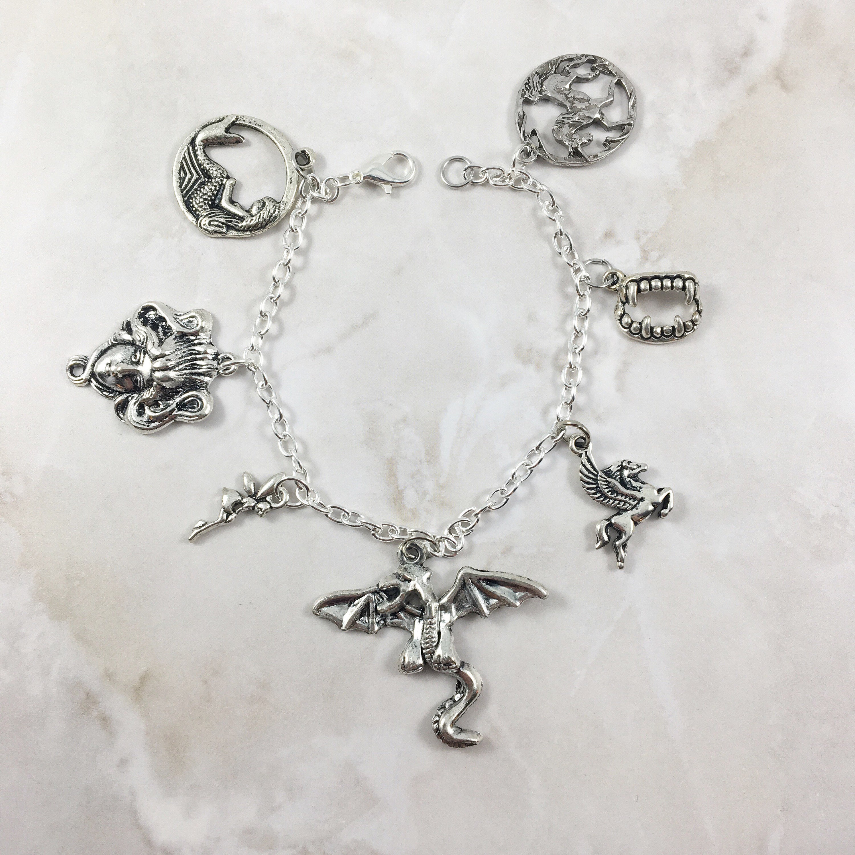 Mythical Creatures Charm Bracelet Fairytale Legends Greek Etsy
