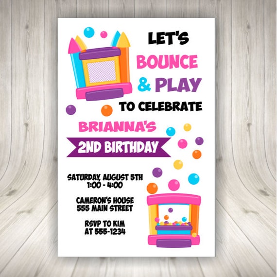 bounce house birthday party invitations girl bounce party invites