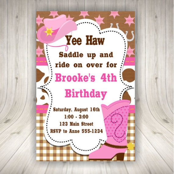 Western Cowgirl Party Invitations Etsy