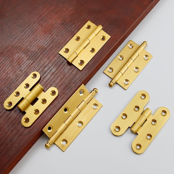 2" 2.5" 3" Brass Cabinet Door Hinge, Golden Metal Bearing Jewelry Box Small Hinge Wardrobe Hinge, Brass Furniture Hardware Accessories V613