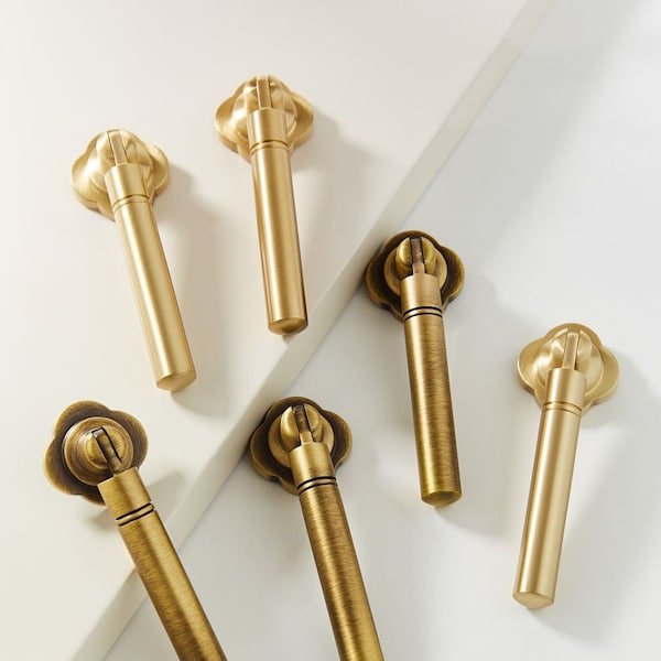 Brass Pendant Pull Cabinet Drawer Pull Knobs Kitchen Hardware, Vintage Brass Dresser Pull Brushed Brass Closet Knob Drop Handle VA194