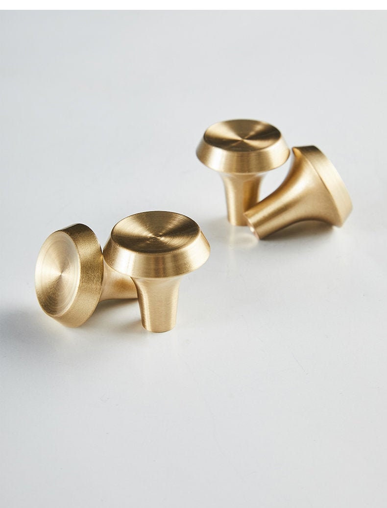 Solid Brass Kitchen Knob and Pull Golden Wardrobe Etsy