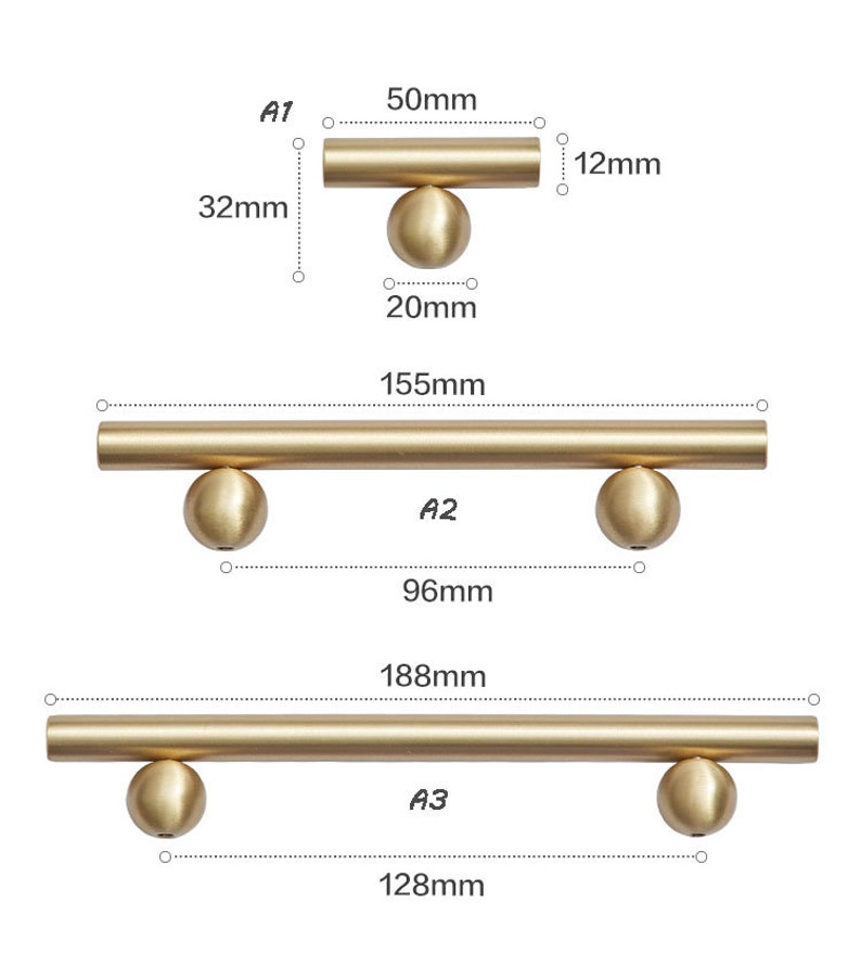 3.85 Solid Brass Door Pull Handle Golden Etsy