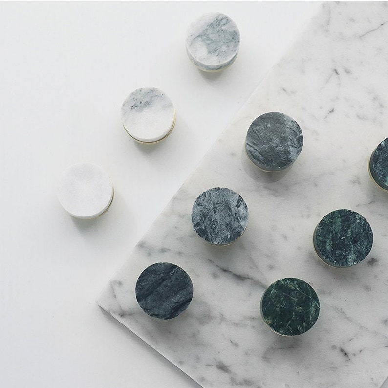 Natural Marble Furniture Knobs Pure Brass Knob Solid Etsy