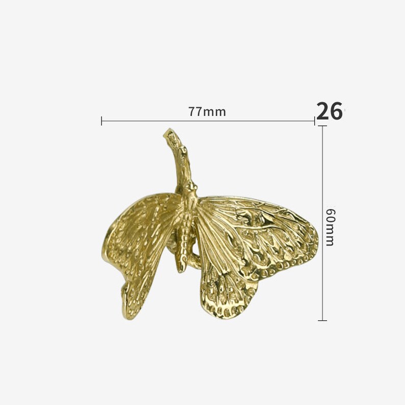 Solid Brass Drawer Knob Golden Butterfly Knob Dresser Etsy