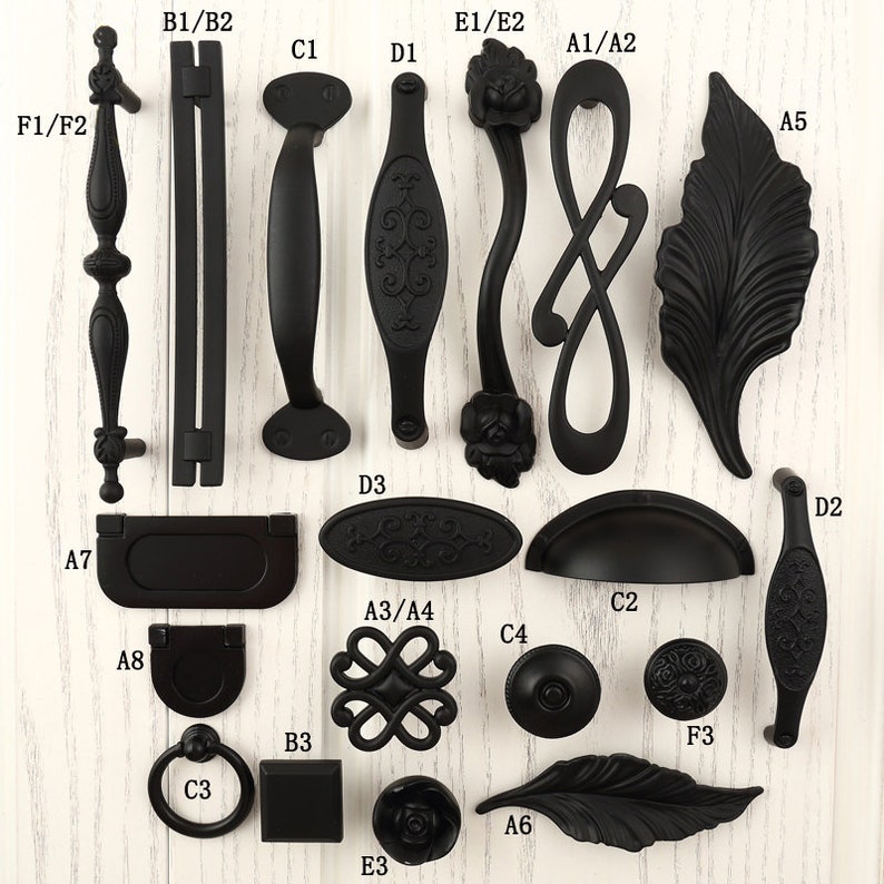 Black Metal Kitchen Handle Single Hole Drawer Knob Etsy