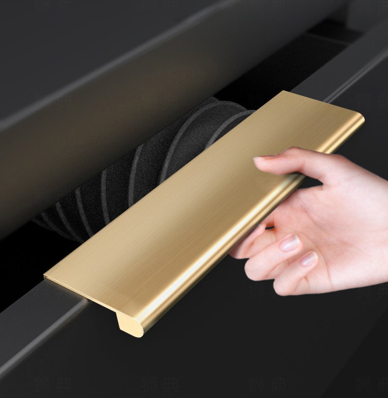 Invisible Furniture Hardware, Golden Cabinet Pull, Black Kitchen Handle, Drawer Pull, Lengthen Wardrobe Handle, Contracted Door Handle V397 zdjęcie 7