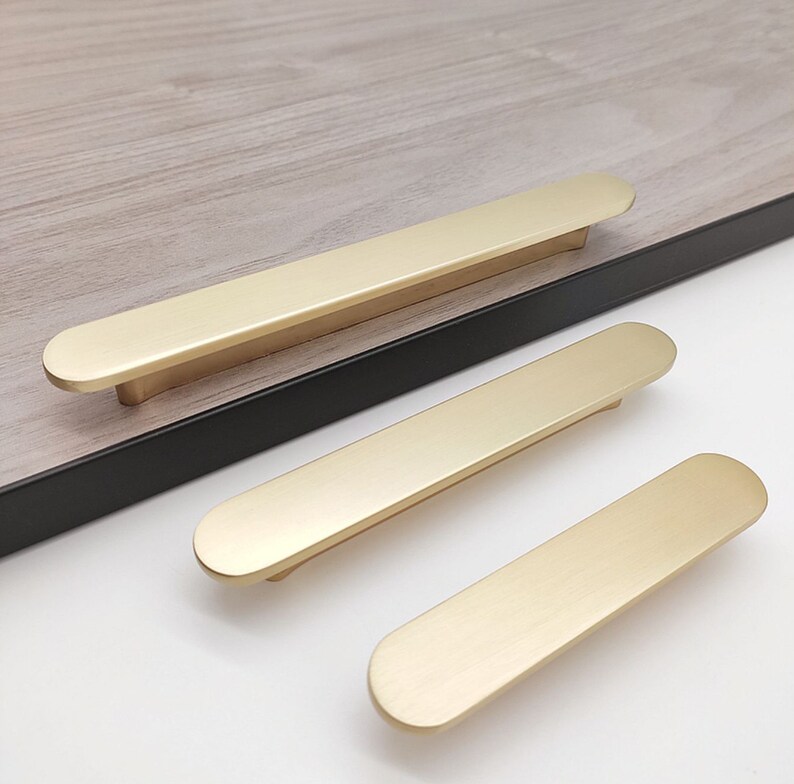 2.5 3.8 5 Golden Brushed Brass Door Handle Etsy