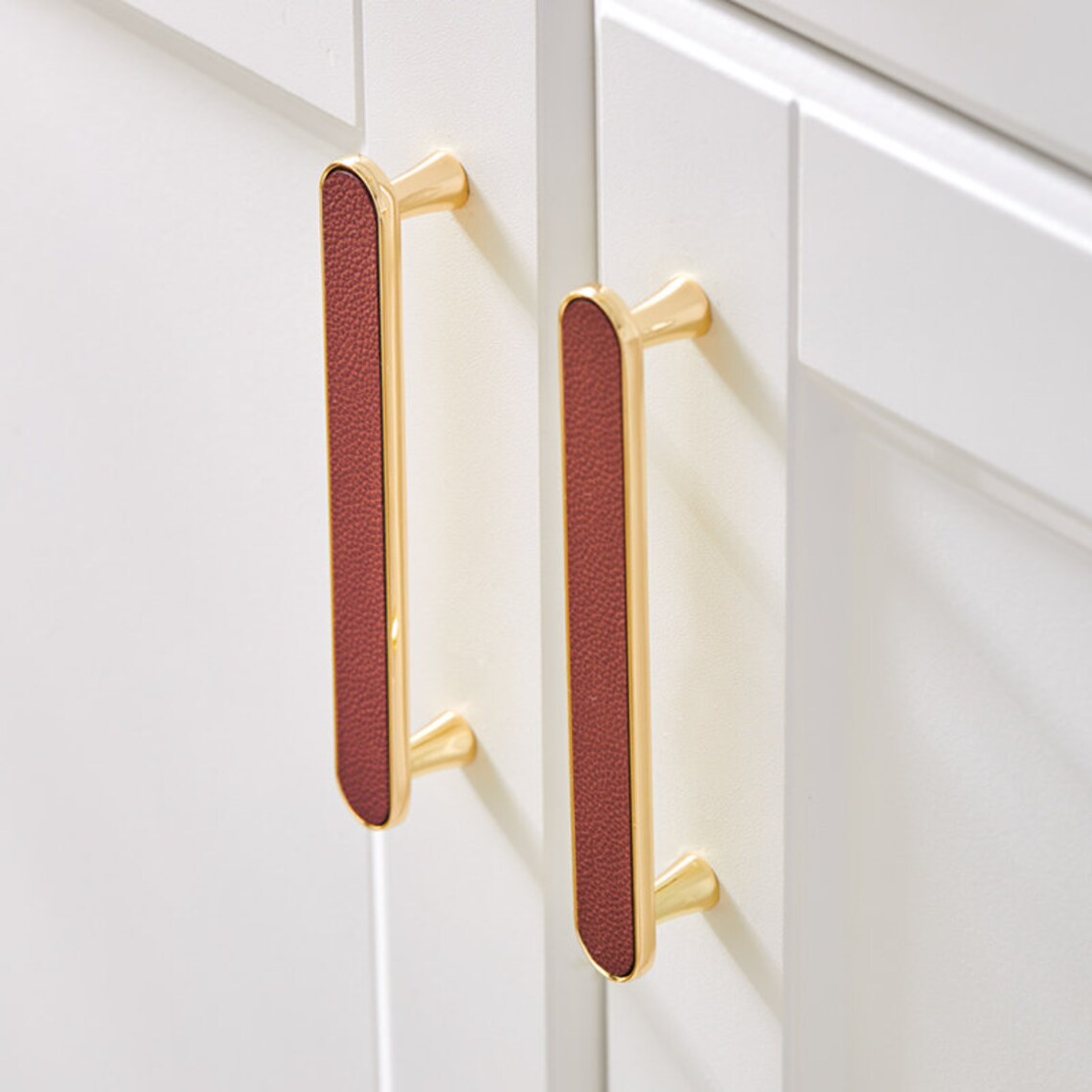 3.85 Light Luxury Leather Pull Handle Solid Metal Etsy