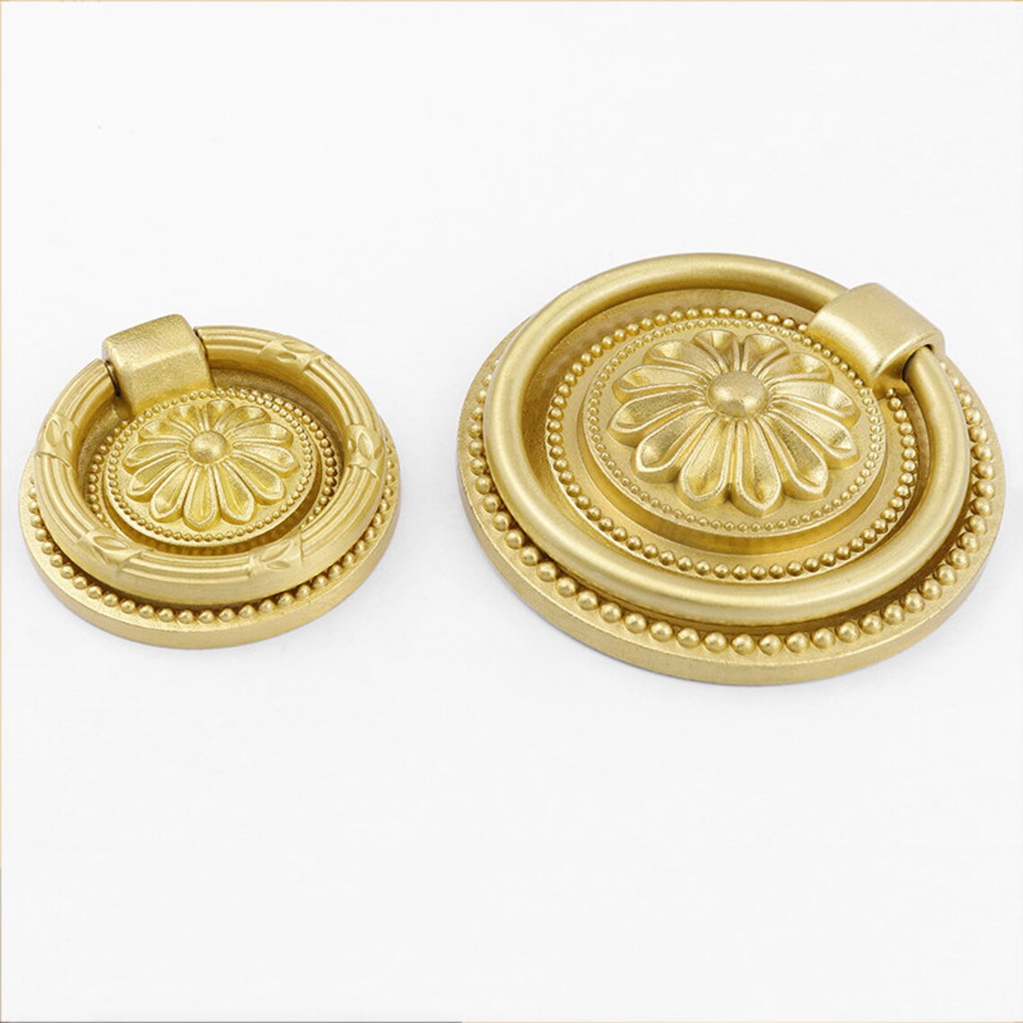 Pure Brass Pull Ring Round Kitchen Pull Golden Etsy