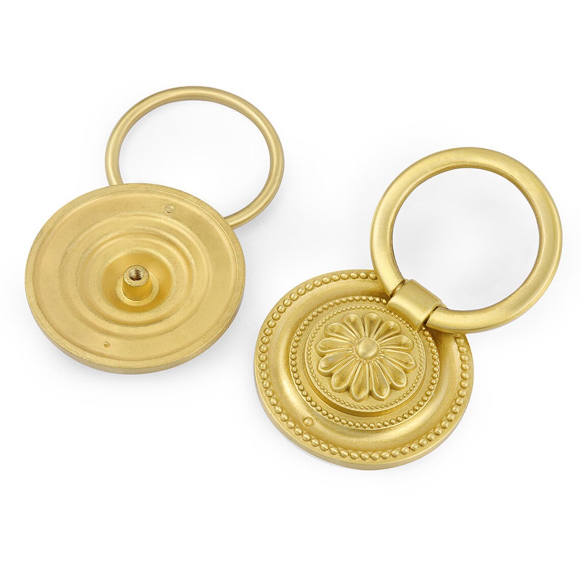 Pure Brass Pull Ring Round Kitchen Pull Golden Etsy